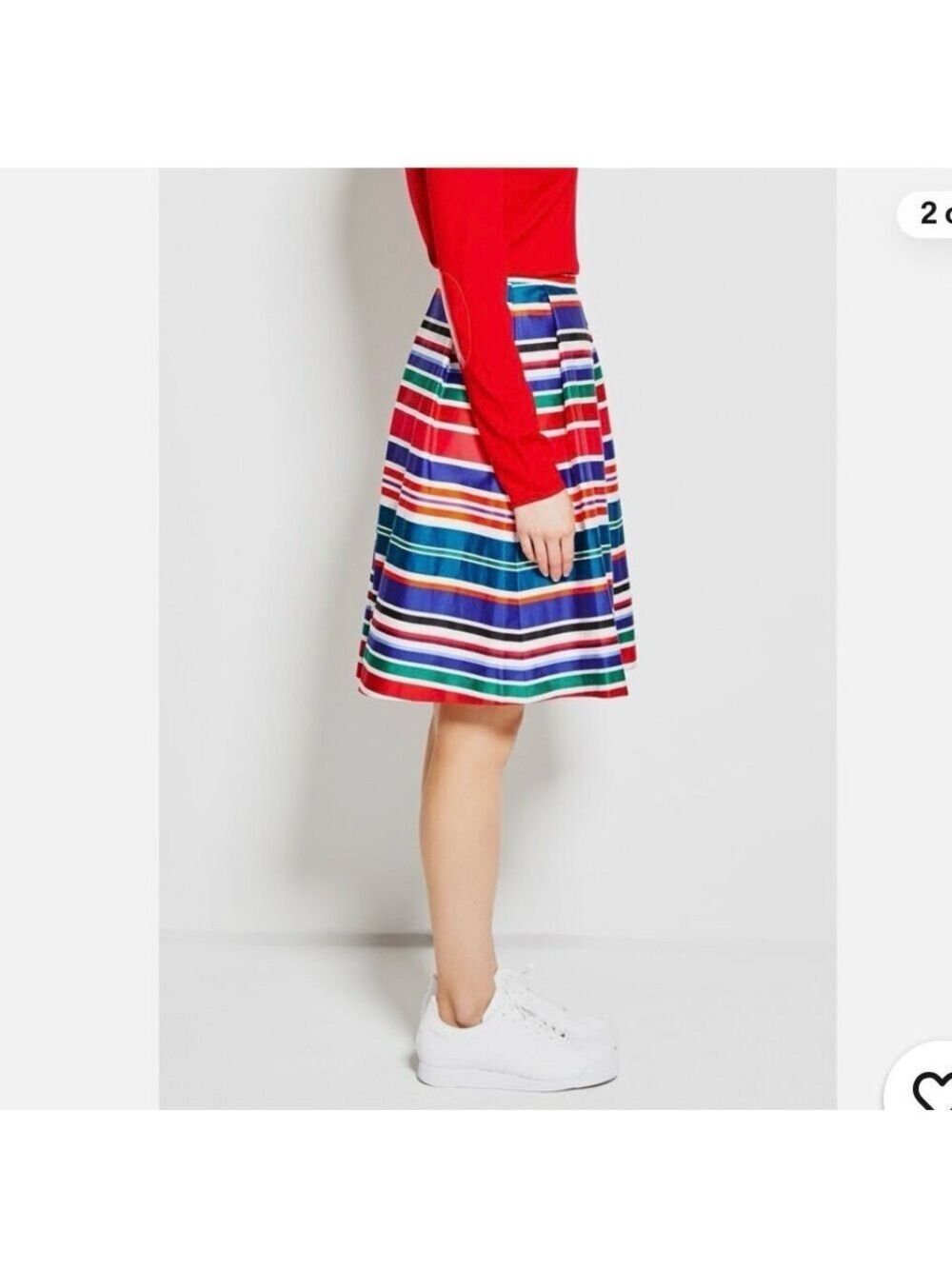 PINK TARTAN RED MULTICOLOURED STRIPED PLEATED LINED SKIRT, PREPPY, POCKETS SZ 0